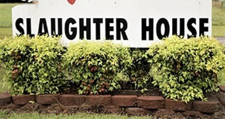 Sign on slaughterhouse
