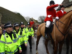 Fox hunting Policing a fox trail hunt.